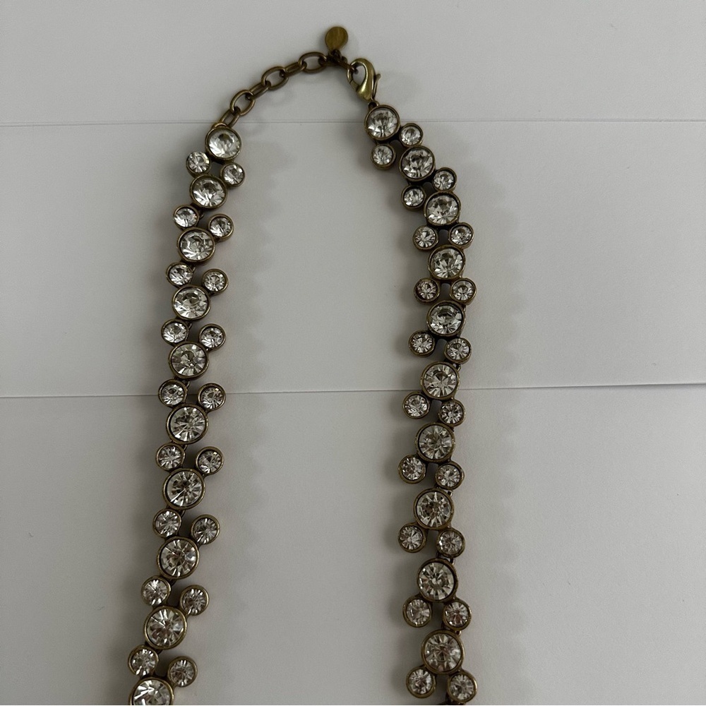 Vintage Loft Round Rhinestone Antiqued Brass Necklace - Picture 5 of 9